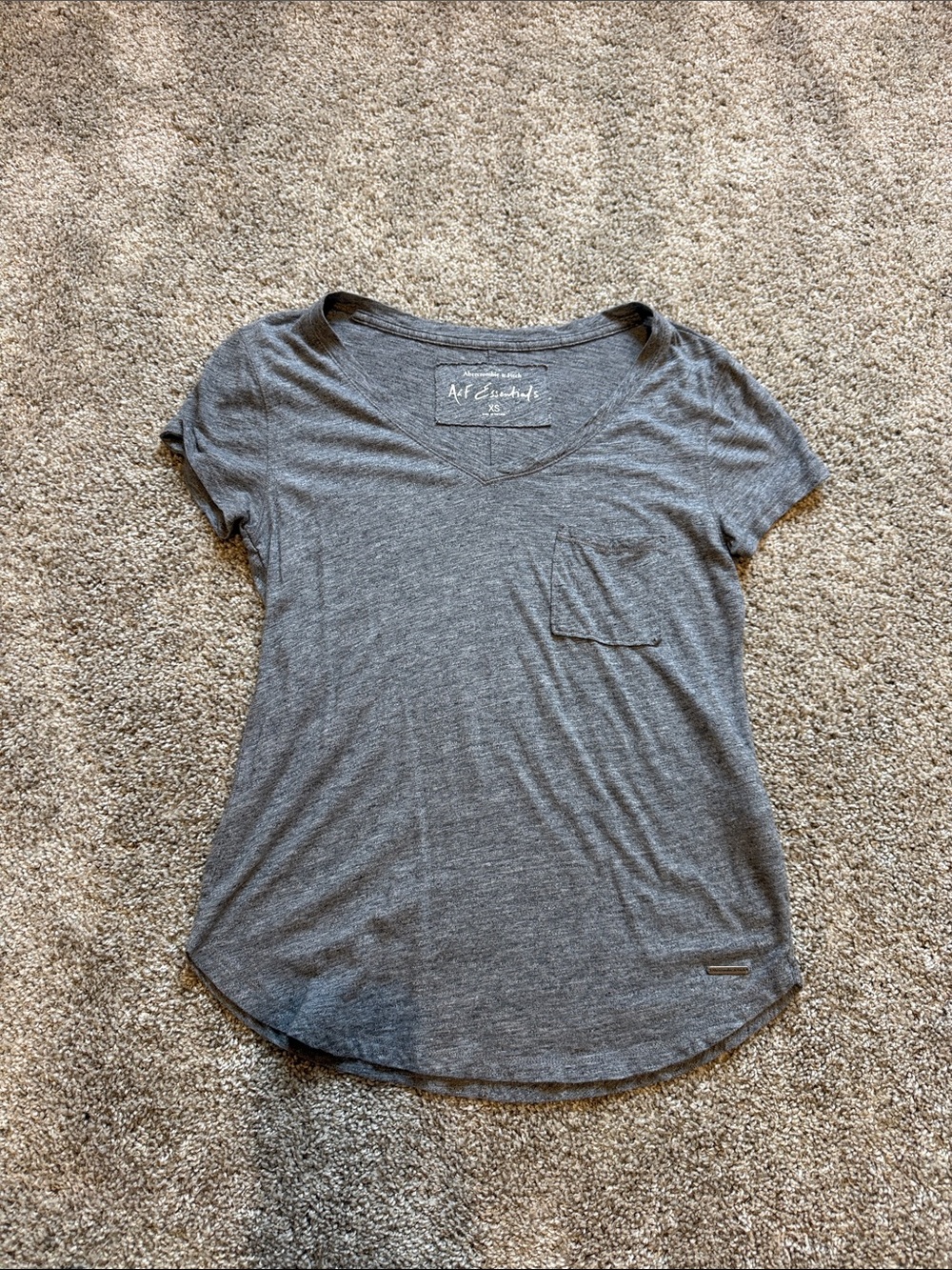 Abercrombie & Fitch Heather Gray V-Neck Pocket Tee